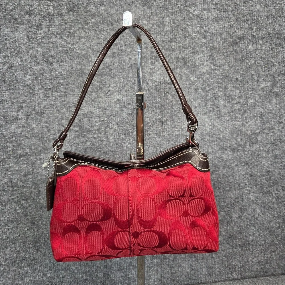 Coach Turnlock Mini Bag Purse Fold Over Wristlet Red Signature C Y2K Vintage